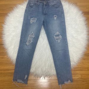 Dex Distressed High Rise Jeans